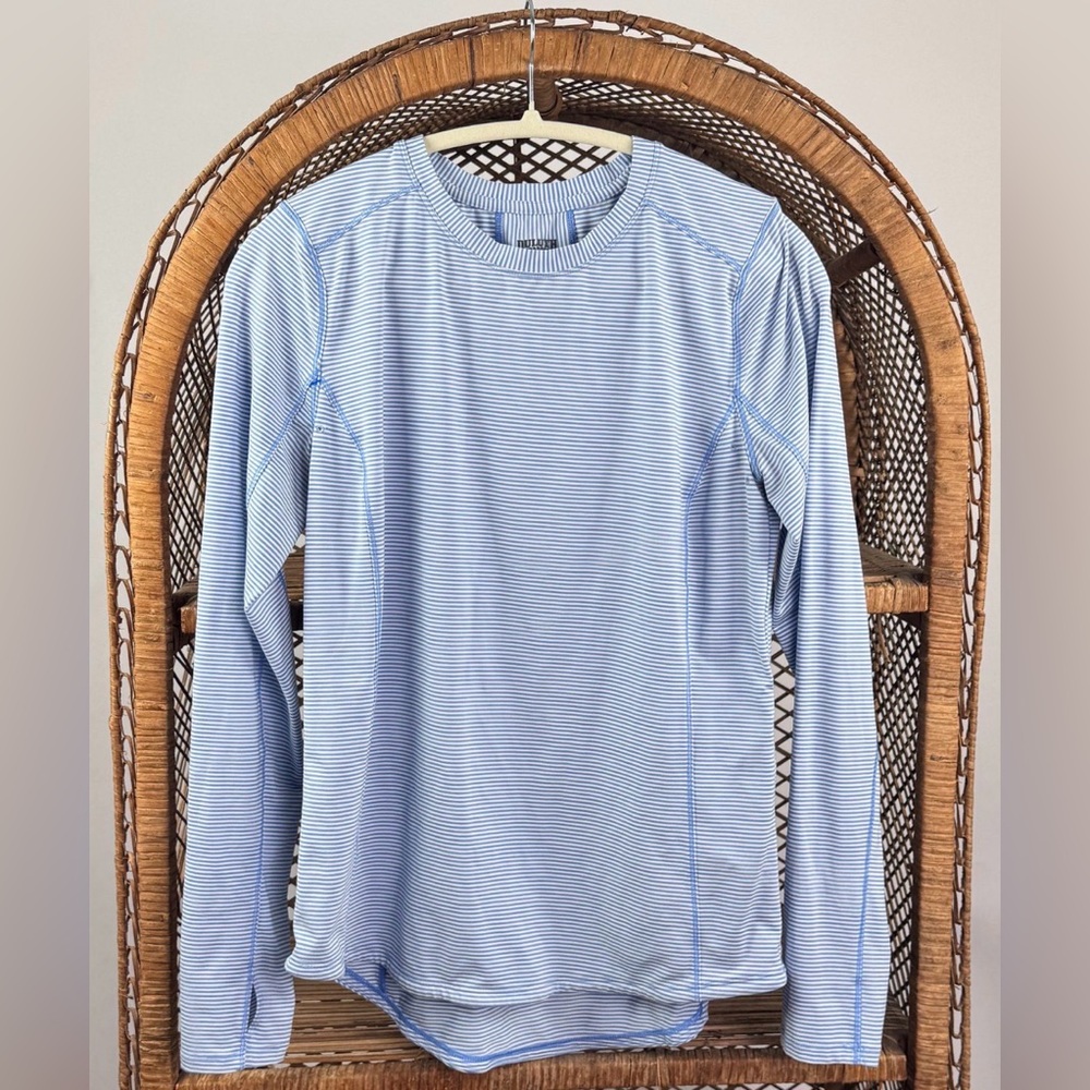 Duluth Women's Pier Genius Crewneck Long Sleeve UPF 50 T-Shirt Blue White Sz S - Picture 4 of 6